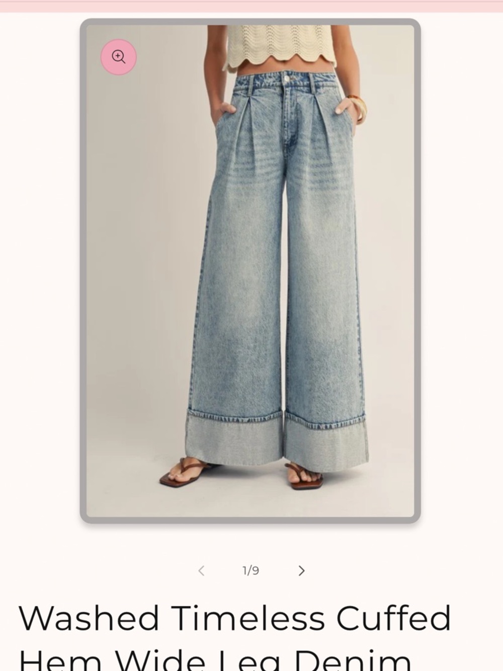 LovLov Washed Timeless Cuffed Hem Wide Leg Pants